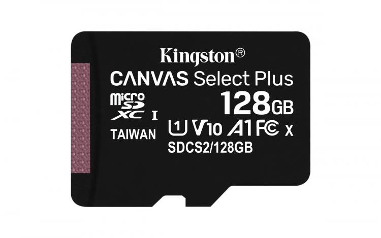Kingston Micro Sd 128Gb + Adattatore Canvas Plus Sdcs2 Classe 10 100Mb/S