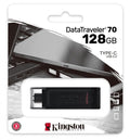 Kingston Pendrive 128GB DataTraveler USB-C 3.2 DT70/128GB Chiavetta Memoria Drive Flash Type C Nero