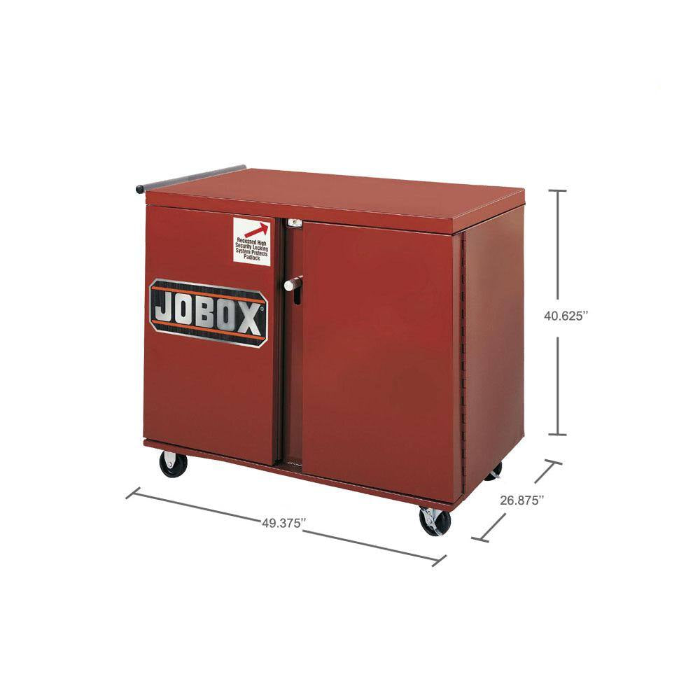 Jobox 49 In. W X 27 In. D Heavy Duty Steel, 6 Drawer and 1 Shelf Rolling Workbench Cabinet with 6 In. Casters