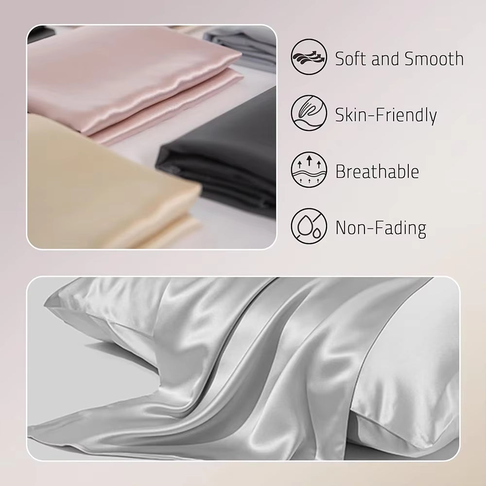 100% Natural Mulberry Silk Pillowcase with Hidden Zipper Double Sided Pure Silk Pillow Case Touch Soft &Cool Suitable for Summer