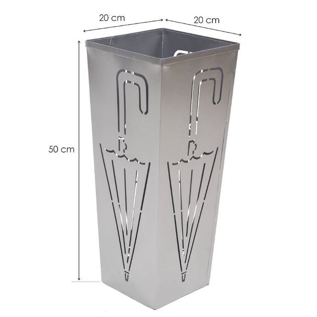 Portaombrelli In Ferro Porta Ombrelli Design Stand Vaschetta Salvagoccia Argento