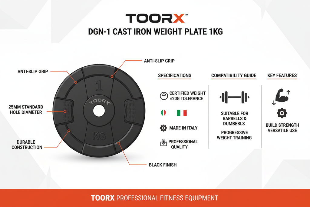 Toorx Disco Ghisa DGN-1 1kg Foro 25mm Nero Palestra