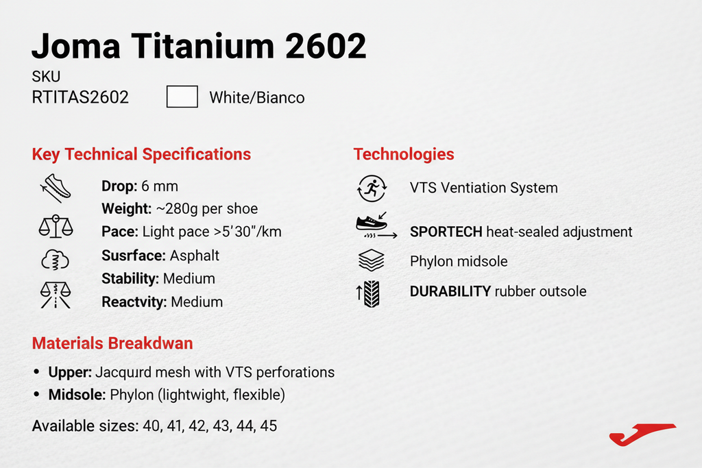Joma Titanium 2602 RTITAS2602 Bianco Scarpe Running Uomo