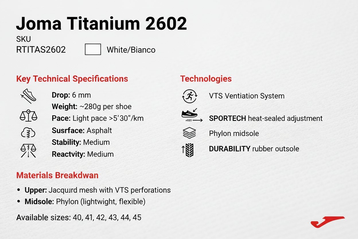 Joma Titanium 2602 RTITAS2602 Bianco Scarpe Running Uomo