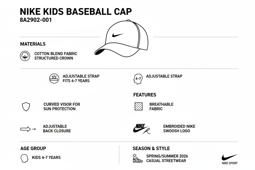 Nike Berretto Visiera Bambino 8A2902-001 Bianco