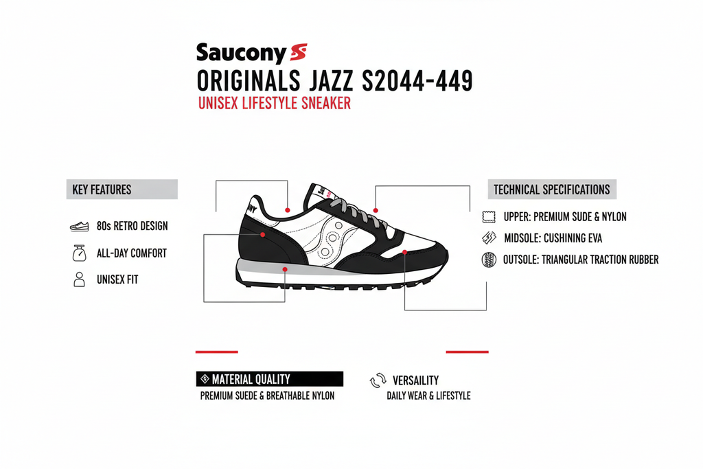 Saucony Originals Jazz S2044-449 Sneakers Unisex Nero Bianco