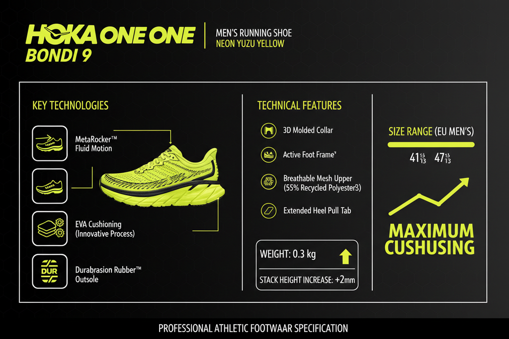 Hoka One One Bondi 9 Uomo Running 1162011-NYZS Neon Yuzu