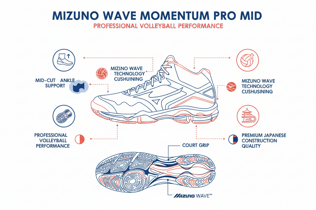 Mizuno Wave Momentum Pro Mid V1GA254501 Bianco-Corallo
