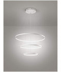 Lampadario Pendente Led 48W Cerchi Anelli Bianco Moderno Salone Bianco Freddo
