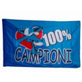 BANDIERA GIGANTE TIFOSO NAPOLI 100% CAMPIONI D'ITALIA ASOLA PER ASTA 150X90 cm
