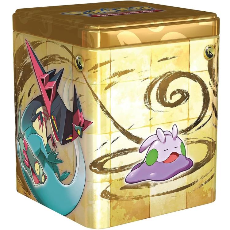 Pokemon Stacking Tin 2024 Tcg Gcc Scatola Impilabile Metallo Gioco Card Oro Eng