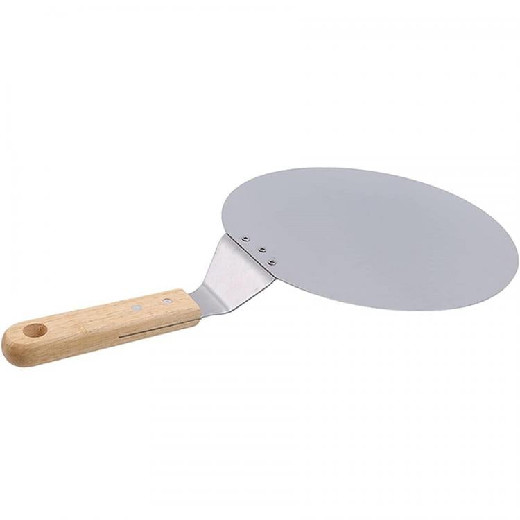 Spatola Per Pizza Manico Di Legno Pala Rotondo Paletta Acciaio Forno 49X30.5Cm