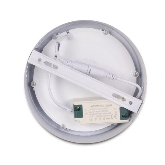 Plafoniera Esterno Led Faretto Faro Pannello Tondo Rotondo 12W-Luce Fredda 6500K