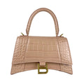 Balenciaga Hourglass Small – Pelle effetto coccodrillo Beige Rosato