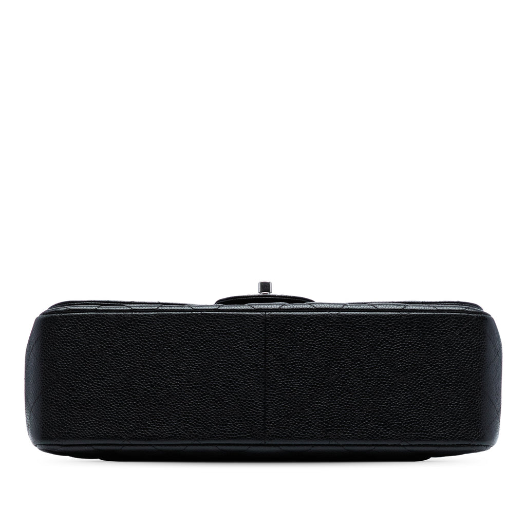 Chanel Classic Double Flap Jumbo in Pelle di Caviale Nera – Hardware Argento