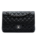 Chanel Classic Double Flap Jumbo in Pelle di Caviale Nera – Hardware Argento