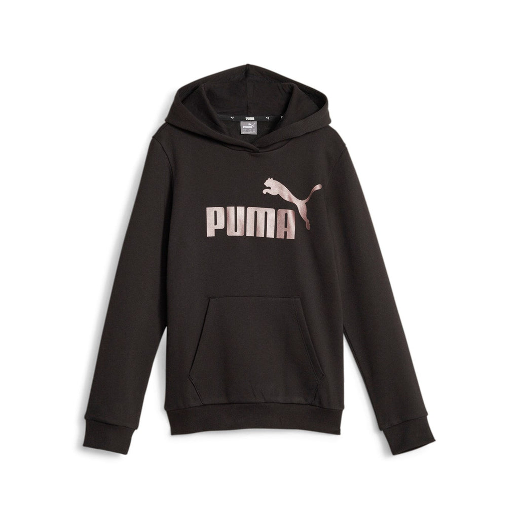 Puma felpa da ragazza con cappucio e logo grande 670310-56 nero-bronzo