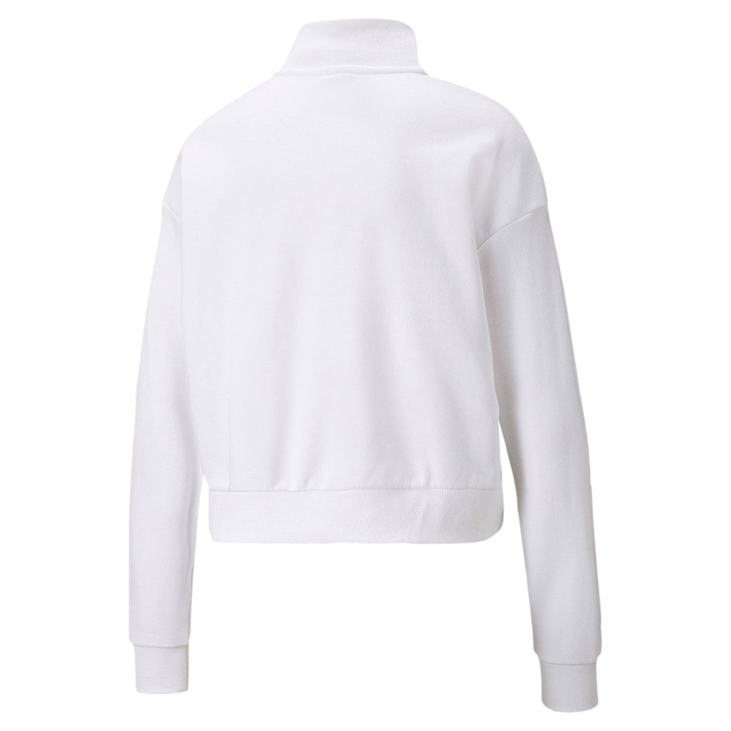 Puma felpa da donna con mezza abbottonatura Power Tape Crew 847124-02 bianco