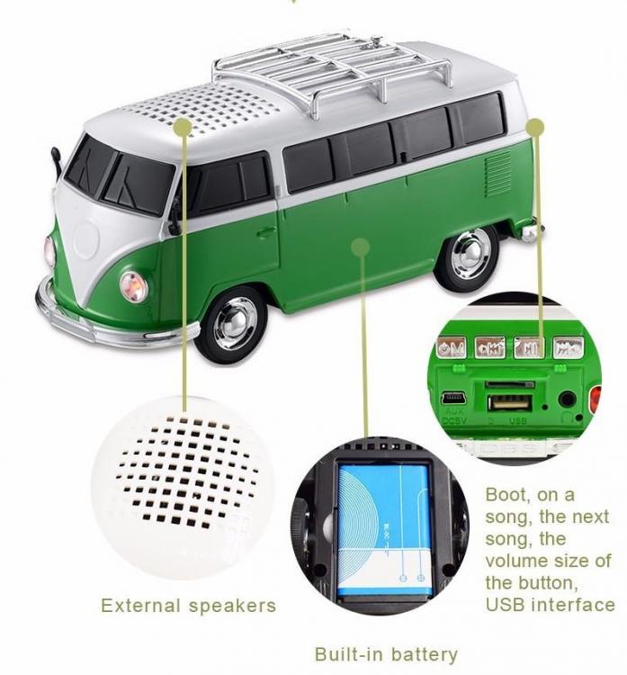 CASSA PORTATILE SD USB BLUETOOTH MP3 SPEAKER ALTOPARLANTE FORMA DI PULMINO - LED