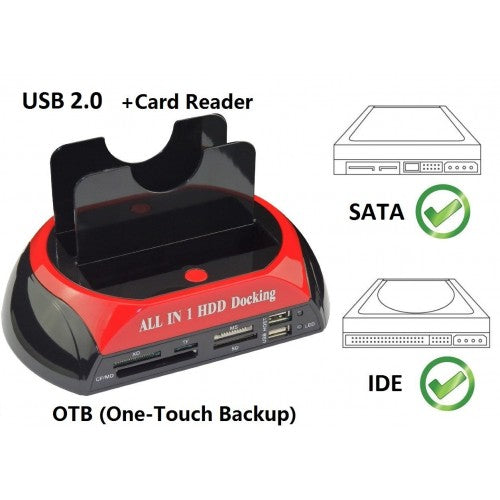 Dock Docking Station 2 Hd Hdd - Hard Disk 3,5 2,5 Sata Ide Box Case Usb Sd Tf Ms