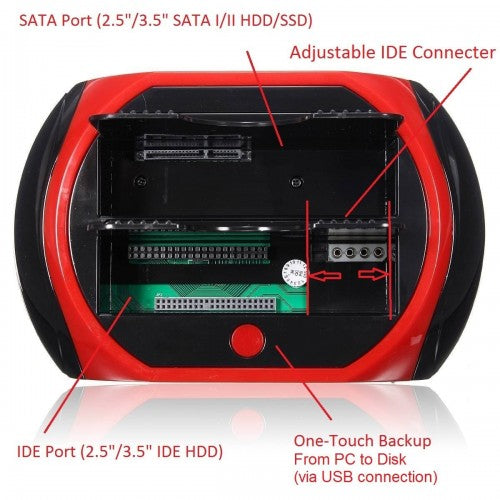Dock Docking Station 2 Hd Hdd - Hard Disk 3,5 2,5 Sata Ide Box Case Usb Sd Tf Ms