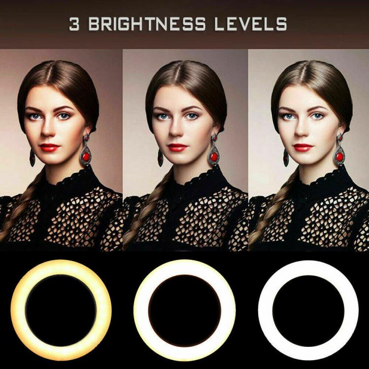 Treppiedi Anello Luminoso Video Luce Led Fotografia Cellulare Selfie Trucco 26Cm