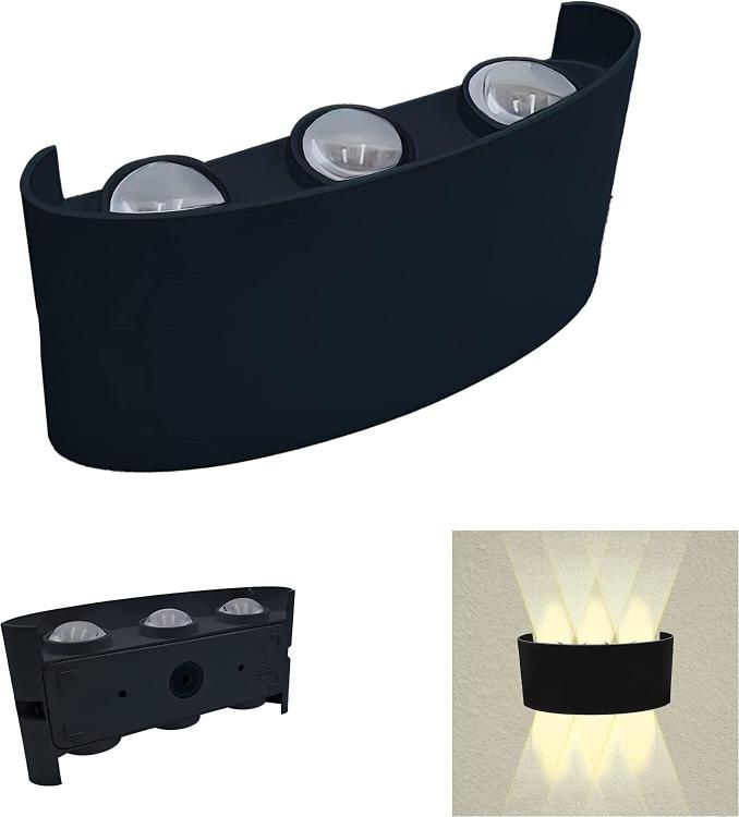 APPLIQUE A PARETE LED NERO 18W LUCE NATURALE 4000K ESTERNO UP&DOWN IMPERMEABILE