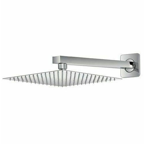 BRACCIO PER SOFFIONE DOCCIA QUADRATO ACCIAIO CON ROSONE CROMATO BAGNO 35CM 59495