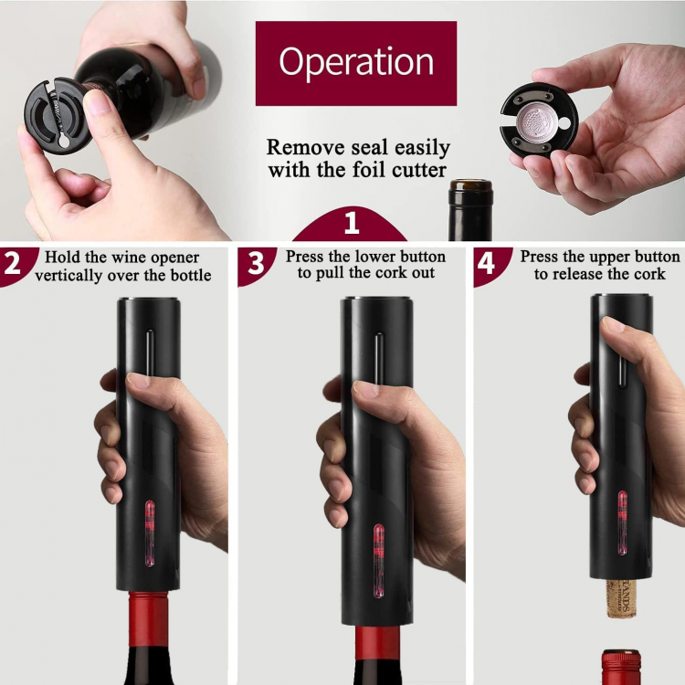 Set Apribottiglie Elettrico Automatico Cavatappi Versatore Apri Bottiglie Vino
