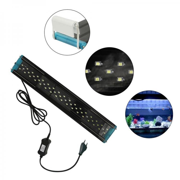 Plafoniera Led Luce Bianca Blu Lampada Per Acquario Barra Da 40 A 50Cm Slim -D93