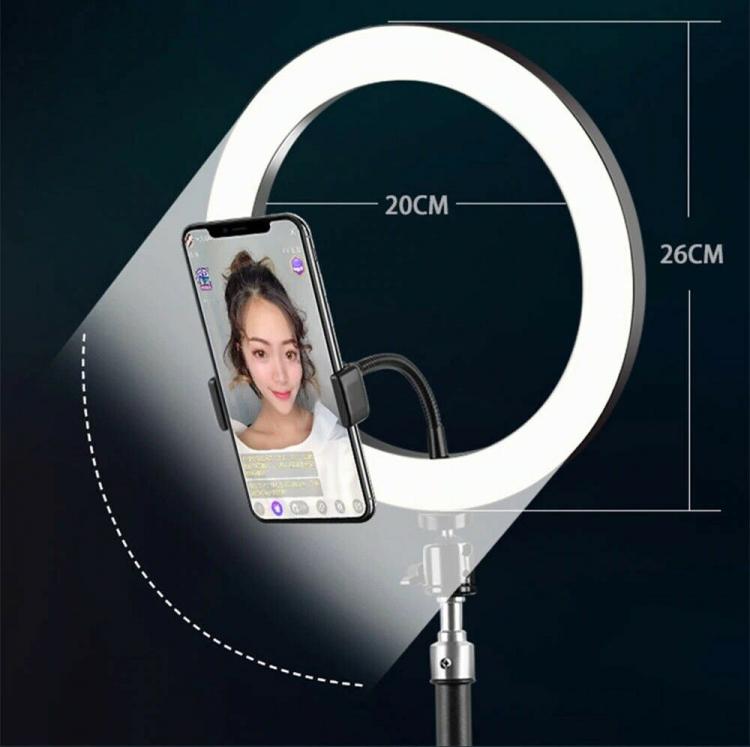 Treppiedi Anello Luminoso Video Luce Led Fotografia Cellulare Selfie Trucco 30Cm