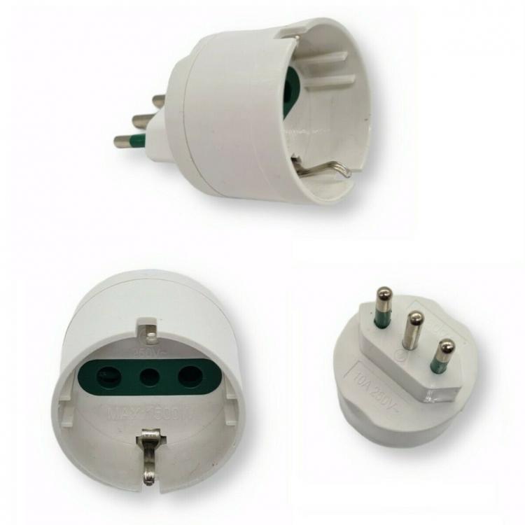 ADATTATORE SPINA PICCOLA 10A S11 CON PRESA SHUKO BIANCO ITALIA 250V 1500W XC5038