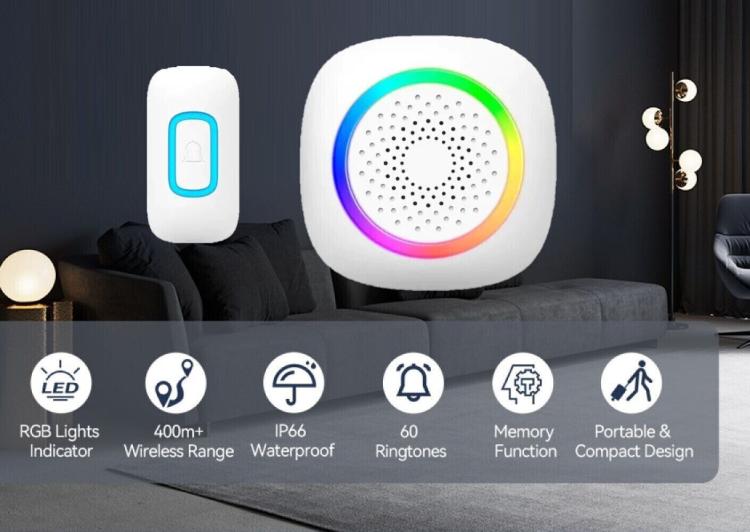 CAMPANELLO SENZA FILI DIGITALE WIRELESS 2 DOPPIO RICEVITORE PORTE CASA UFFICIO