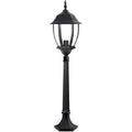 Lampione Da Giardino Terra 87Cm Lanterna Vetro E27 Luce Esterno Alluminio Nero