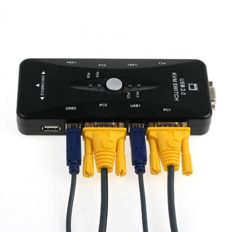 Kvm Switch Adattatore Usb Vga 4 Porte Pc In 1 Tastiera Mouse Monitor Computer