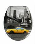 Copriwater Universale Con Stampa Legno Mdf Resistente Acciaio Wc Bagno NEW YORK