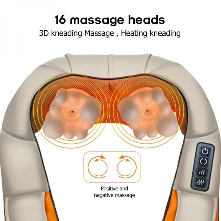 Massaggiatore Cervicale Shiatsu Rotante Collo Gambe Glutei Schiena Riscaldante