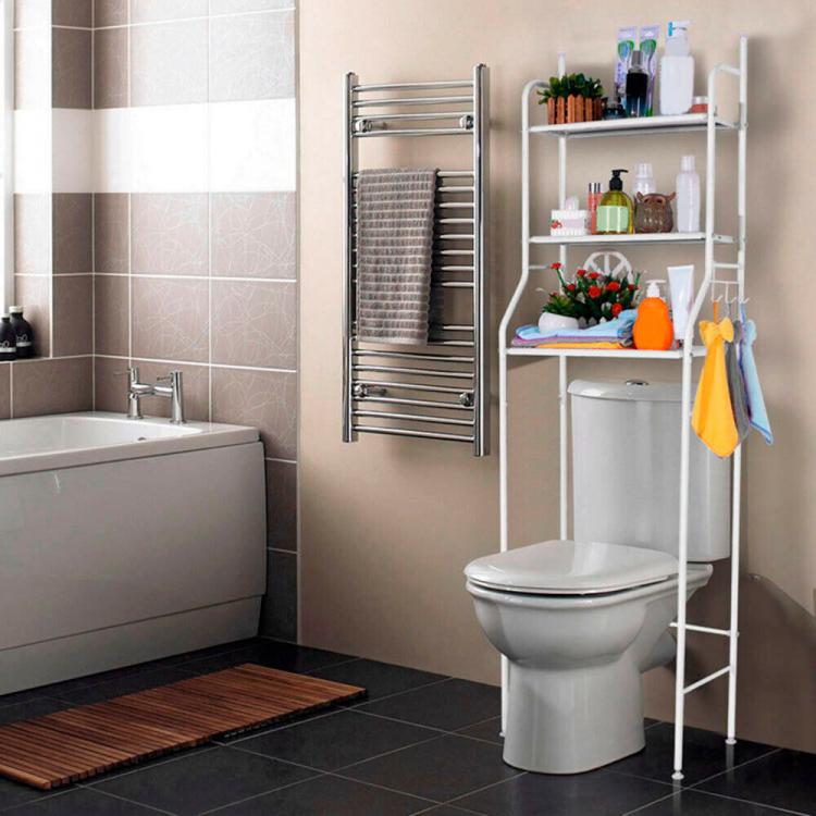 Scaffale Sopra Lavatrice O Wc Acciaio Bianco Con 3 Ripiani Salvaspazio Per Bagno