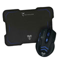 Techmade Kit Mouse Usb + Tappetino Gaming Blu Led Desktop Mousepad Pc Notebook