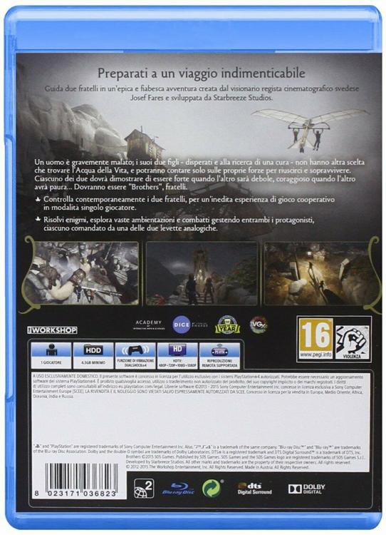 BROTHERS: A TALE OF TWO SONS PS4 GIOCO PLAYSTATION 4 ITALIANO NUOVO SIGILLATO