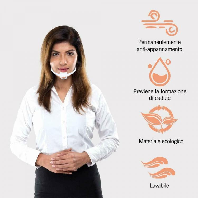 5PZ PARASCHIZZI VISO BOCCA E NASO VISIERA TRASPARENTE PER RISTORATORE ANTISPUTO