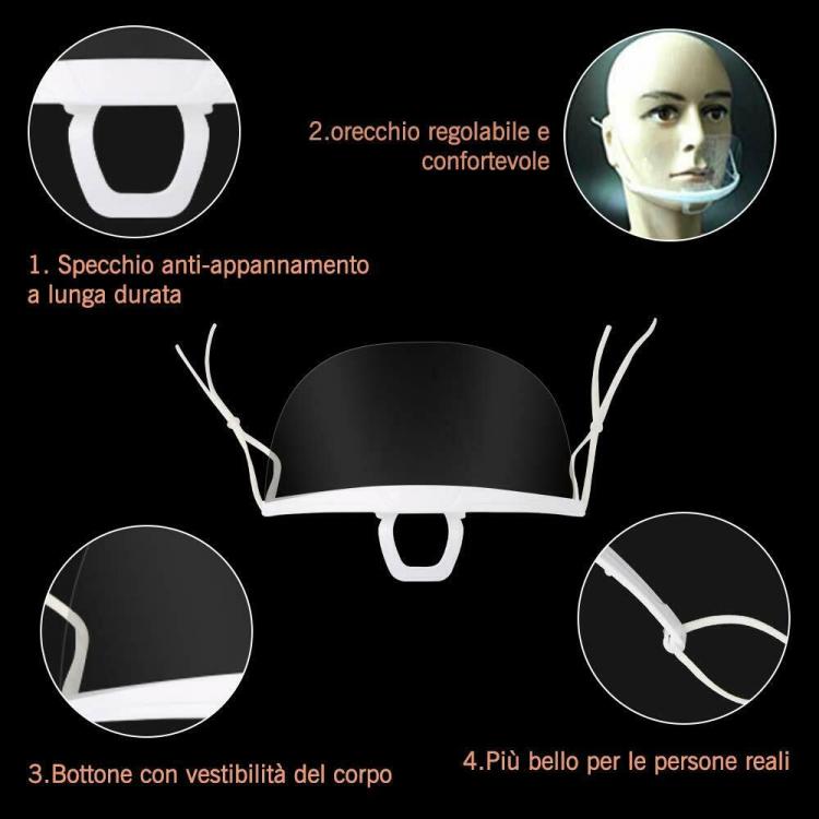Paraschizzi Viso Bocca E Naso Visiera Trasparente Per Ristoratore Antisputo