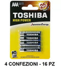(4 Confezioni) Toshiba Batterie 4pz Ministilo Lr03gcp Bp-4 Aaa Telecomando Tv
