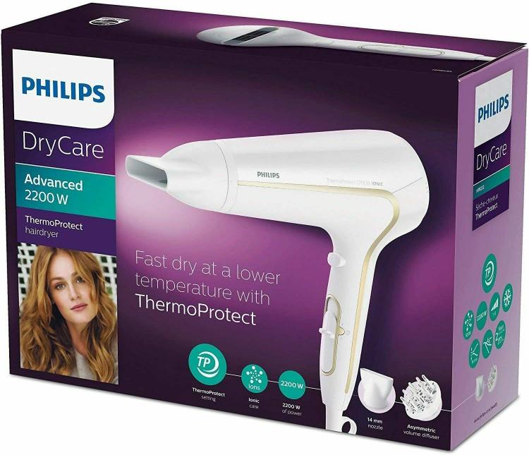 Philips Hp8232/00 Thermoprotect Ionic Asciugacapelli 2200 W Bianco Diffusore