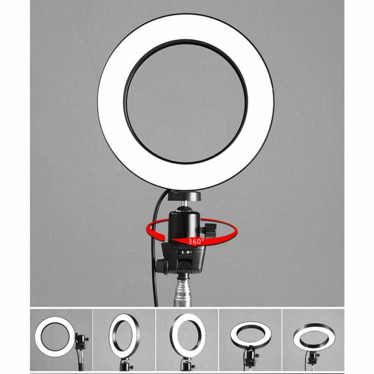 Treppiedi Anello Luminoso Video Luce Led Fotografia Cellulare Selfie Trucco 26Cm