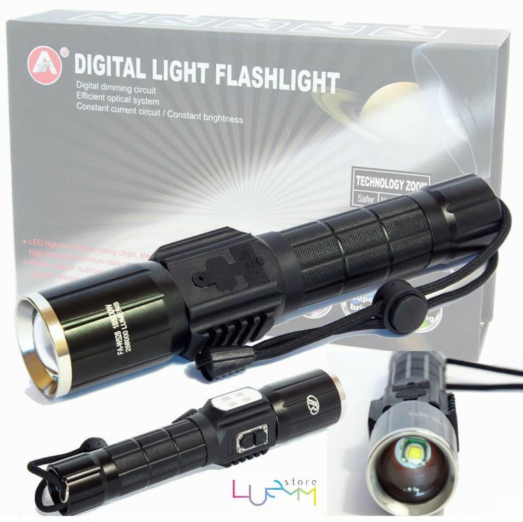Torcia Lampada Led Ricaricabile 7 Led Cree 6+1 288000 Lumen 108000W Usb 528