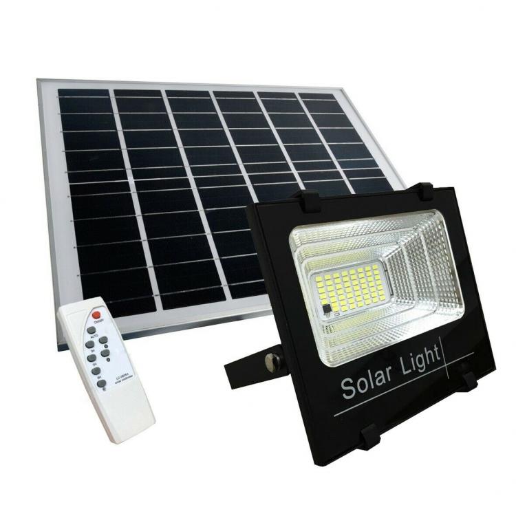 Faro Faretto A Led 400W Smd Con Pannello Solare Sensore Crepuscolare Telecomando