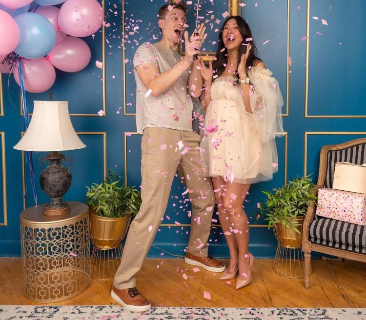 12pz Tubo Spara Coriandoli Baby Shower Sesso Gender Reveal Party Man (Maschio)