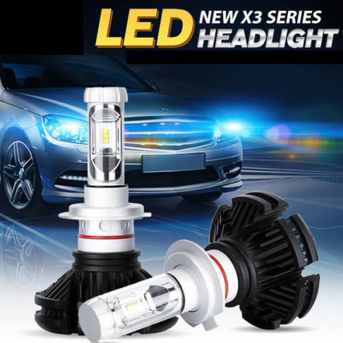 COPPIA LAMPADE X3 LED HEADLIGHT H4 LED CREE 6500K 6000 LUMEN 12V XENON FARI AUTO