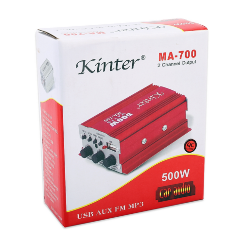 Mini Amplificatore Stereo Audio 500W 2Ch 12V Dc Usb Sd Fm Telecomando Ma700-Bt